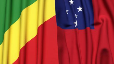 Gerçek kumaş desenli CONGO R ve SAMOA bayrakları