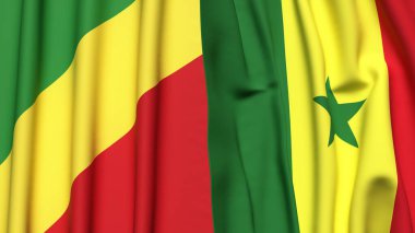 CONGO R ve SENeGAL bayrakları gerçekçi kumaş dokusuna sahip