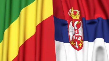 Kongo R ve SERBIA bayrakları gerçekçi kumaş dokusuna sahip