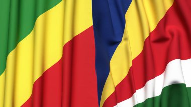 Congo R ve SEYCHELLES bayrakları gerçekçi kumaş desenli
