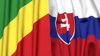 CONGO R ve SLOVAKIA bayrakları gerçekçi kumaş dokusuna sahip