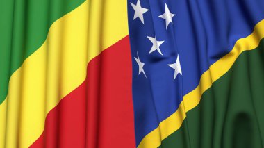 CONGO R ve SOLOMON Adaları bayrakları gerçekçi kumaş dokusuna sahip
