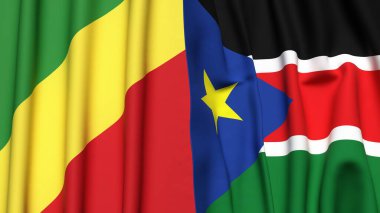 Kongo R ve Güney Sudan bayrakları gerçekçi kumaş dokusuna sahip