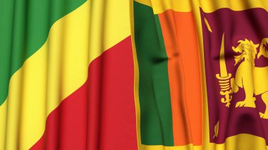 Gerçekçi kumaş dokusuna sahip CONGO R ve SRI LANKA bayrakları
