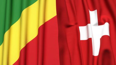 Gerçekçi kumaş dokusuna sahip CONGO R ve SWitness ZERLAND bayrakları