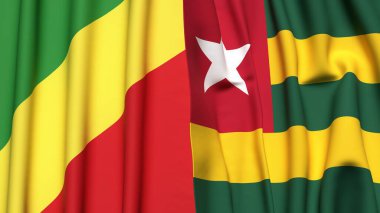 Gerçekçi kumaş dokusuna sahip CONGO R ve TOGO bayrakları