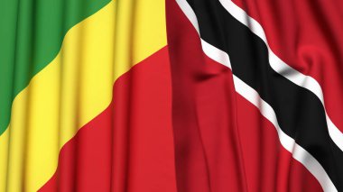 Gerçekçi kumaş dokusuna sahip CONGO R ve TRINIDAD bayrakları