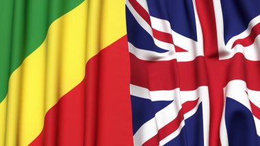 CONGO R Bayrakları ve gerçekçi kumaş dokusuna sahip Birleşik KINGDOM