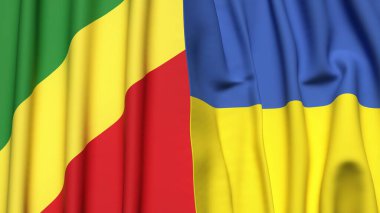 Kongo R ve UKRAINE bayrakları gerçekçi kumaş dokusuna sahip