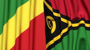 Gerçek kumaş dokusuna sahip CONGO R ve VANUATU bayrakları