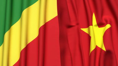 Gerçek kumaş dokusuna sahip CONGO R ve VIETNAM bayrakları