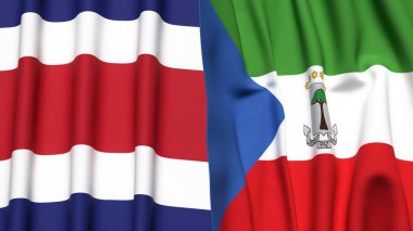 KOSTA RICA bayrakları ve gerçekçi kumaş dokusuna sahip Eşitlik Guinea