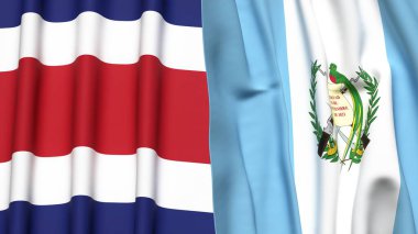 KOSTA RICA Bayrakları ve gerçekçi kumaş dokusuna sahip GUATEMALA