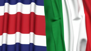 KOSTA RICA Bayrakları ve gerçekçi kumaş dokusuna sahip İtalyanlık