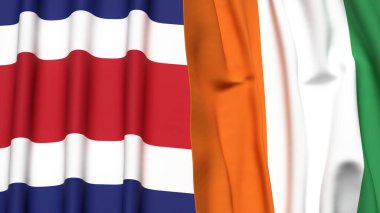 KOSTA RICA Bayrakları ve gerçekçi kumaş dokusuna sahip IVORY Kıyı