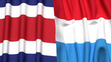 KOSTA RICA ve LUXEMBOURG bayrakları gerçekçi kumaş dokusuyla