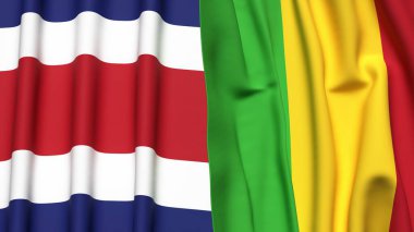 KOSTA RICA ve MALI bayrakları gerçekçi kumaş dokusuna sahip