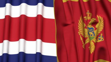 KOSTA RICA Bayrakları ve gerçekçi kumaş dokusuna sahip MonteneGRO