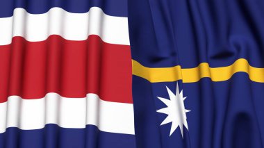 KOSTA RICA ve NAURU bayrakları gerçekçi kumaş dokusuna sahip