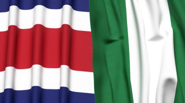 KOSTA RICA Bayrakları ve gerçekçi kumaş dokusuna sahip NIGERIA