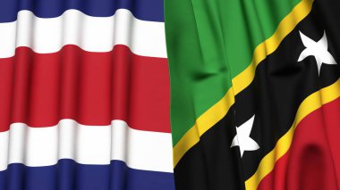 KOSTA RICA Bayrakları ve gerçekçi kumaş dokusuna sahip Aziz Kediler