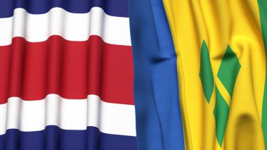 KOSTA RICA Bayrakları ve gerçekçi kumaş dokusuna sahip Aziz VINCENT