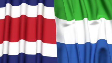 KOSTA RICA ve SIERRA LEone bayrakları gerçekçi kumaş dokusuna sahip