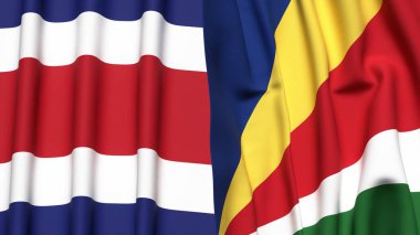 KOSTA RICA Bayrakları ve gerçekçi kumaş dokusuna sahip SEYCHELLES