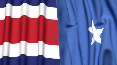 KOSTA RICA ve SOMALYA bayrakları gerçekçi kumaş dokusuna sahip