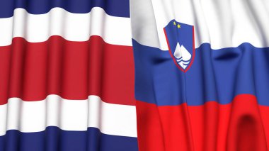 KOSTA RICA ve SLOVENIA bayrakları gerçekçi kumaş dokusuna sahip