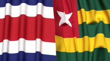 KOSTA RICA ve TOGO bayrakları gerçekçi kumaş dokusuyla