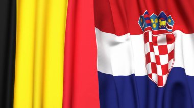 Gerçekçi kumaş dokusuna sahip CROATIA ve Çad bayrakları
