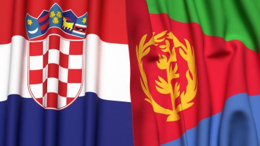 Gerçekçi kumaş dokusuna sahip CROATIA ve ERITREA bayrakları