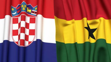 Gerçekçi kumaş dokusuna sahip CROATIA ve GHANA bayrakları