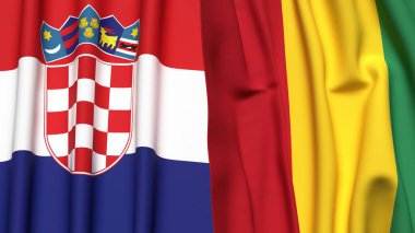 Gerçekçi kumaş desenli CROATIA ve GUINEA bayrakları