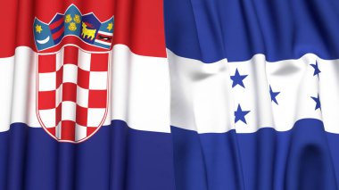 Gerçekçi kumaş dokusuna sahip CROATIA ve HONDURAS bayrakları