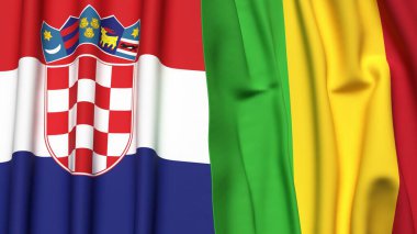 Gerçekçi kumaş dokusuna sahip CROATIA ve MALI bayrakları