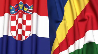 Gerçekçi kumaş desenli kruvaze bayrakları ve SEYCHELLES