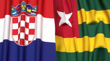 Gerçekçi kumaş dokusuna sahip CROATIA ve TOGO bayrakları