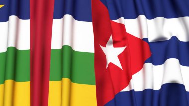 CUBA ve Orta Afrika Cumhuriyeti bayrakları gerçekçi kumaş dokusuyla