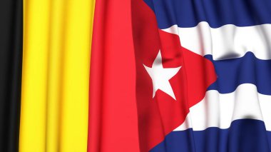 Gerçekçi kumaşlı CUBA ve Çad bayrakları