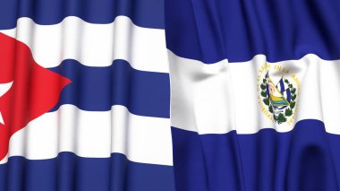 CUBA ve EL SALVADOR bayrakları gerçekçi kumaş dokusuyla