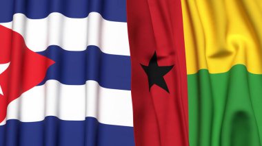 CUBA ve GİNEA-BISSAU bayrakları gerçekçi kumaş dokusuyla