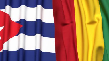 Gerçekçi kumaşlı CUBA ve GUINEA bayrakları