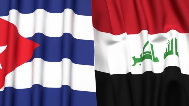 Gerçekçi kumaşlı CUBA ve IRAQ bayrakları