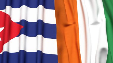 Gerçekçi kumaş dokusuna sahip CUBA ve IVORY Kıyı Bayrakları