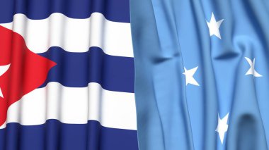 Gerçekçi kumaş dokusuna sahip CUBA ve MICRONESIA bayrakları