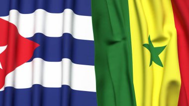 CUBA ve SENEGAL bayrakları gerçekçi kumaş dokusuyla