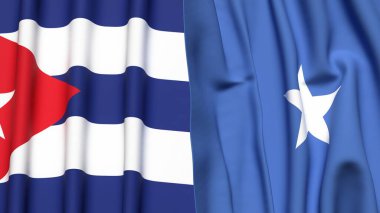 CUBA ve SOMALIA bayrakları gerçekçi kumaş dokusuyla