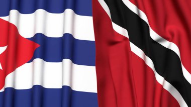 Gerçekçi kumaş dokusuna sahip CUBA ve TRINIDAD bayrakları